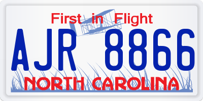 NC license plate AJR8866
