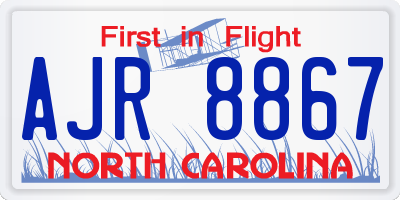 NC license plate AJR8867