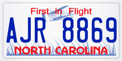 NC license plate AJR8869