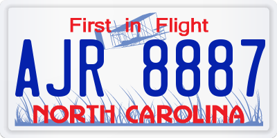 NC license plate AJR8887