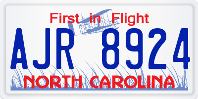 NC license plate AJR8924