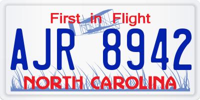 NC license plate AJR8942