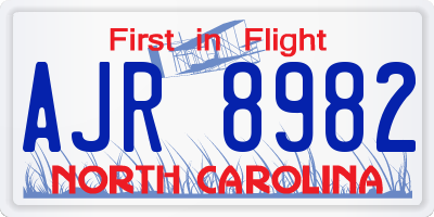 NC license plate AJR8982