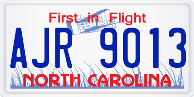 NC license plate AJR9013