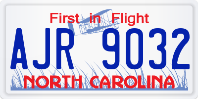 NC license plate AJR9032