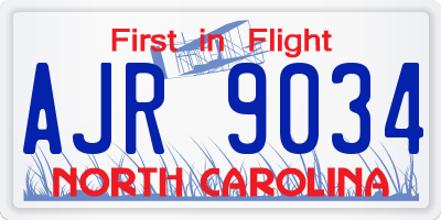 NC license plate AJR9034