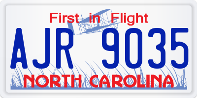 NC license plate AJR9035