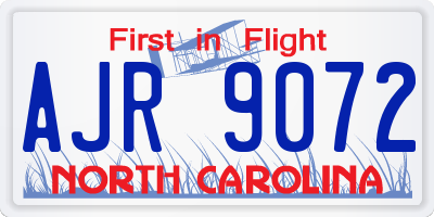 NC license plate AJR9072