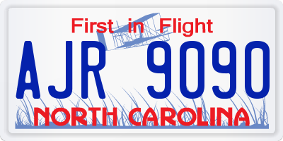 NC license plate AJR9090