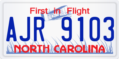 NC license plate AJR9103