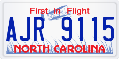 NC license plate AJR9115