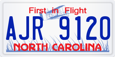 NC license plate AJR9120
