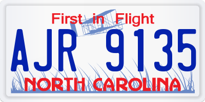 NC license plate AJR9135