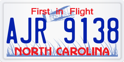NC license plate AJR9138