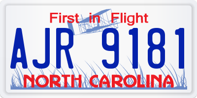 NC license plate AJR9181