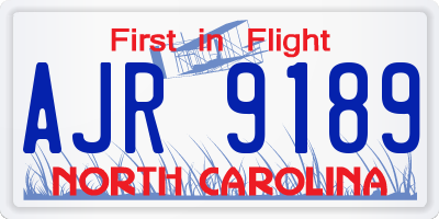 NC license plate AJR9189