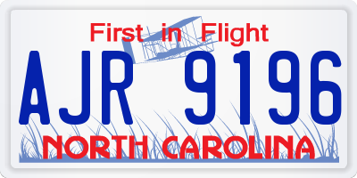 NC license plate AJR9196