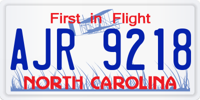 NC license plate AJR9218