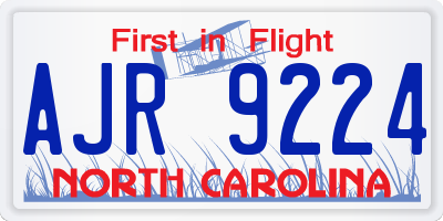 NC license plate AJR9224