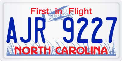 NC license plate AJR9227