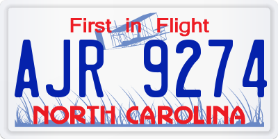 NC license plate AJR9274