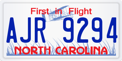 NC license plate AJR9294