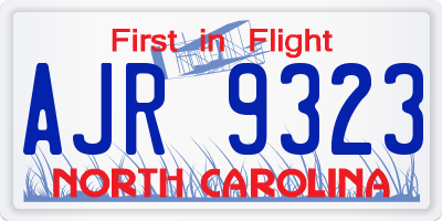 NC license plate AJR9323