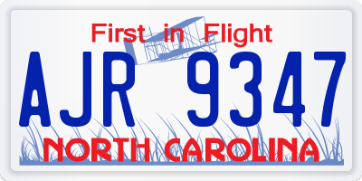 NC license plate AJR9347