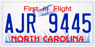 NC license plate AJR9445