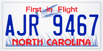 NC license plate AJR9467