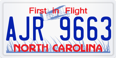 NC license plate AJR9663