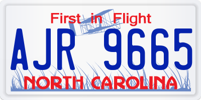 NC license plate AJR9665
