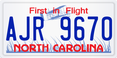 NC license plate AJR9670