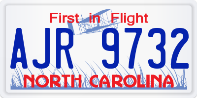 NC license plate AJR9732