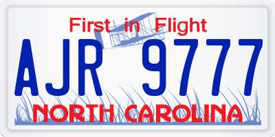NC license plate AJR9777