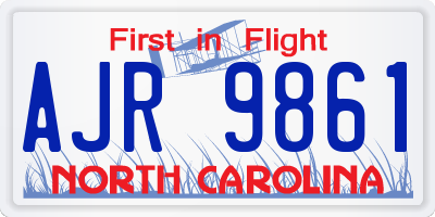 NC license plate AJR9861