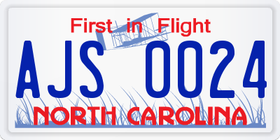 NC license plate AJS0024