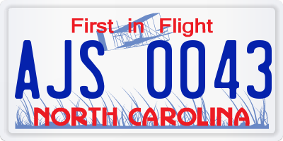 NC license plate AJS0043