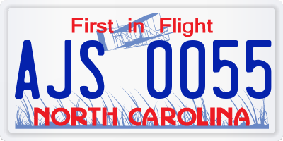 NC license plate AJS0055