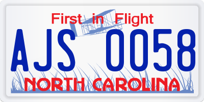 NC license plate AJS0058
