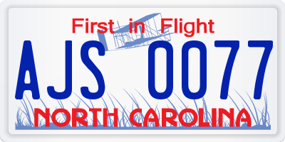 NC license plate AJS0077