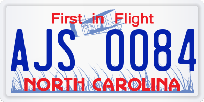 NC license plate AJS0084