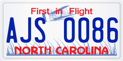 NC license plate AJS0086