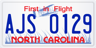 NC license plate AJS0129