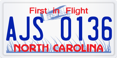 NC license plate AJS0136