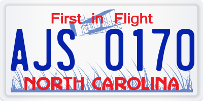 NC license plate AJS0170