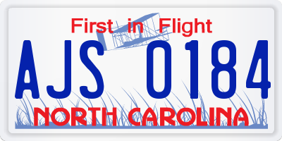 NC license plate AJS0184