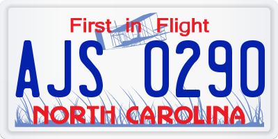 NC license plate AJS0290