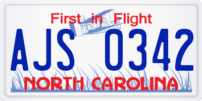 NC license plate AJS0342