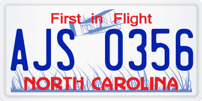 NC license plate AJS0356